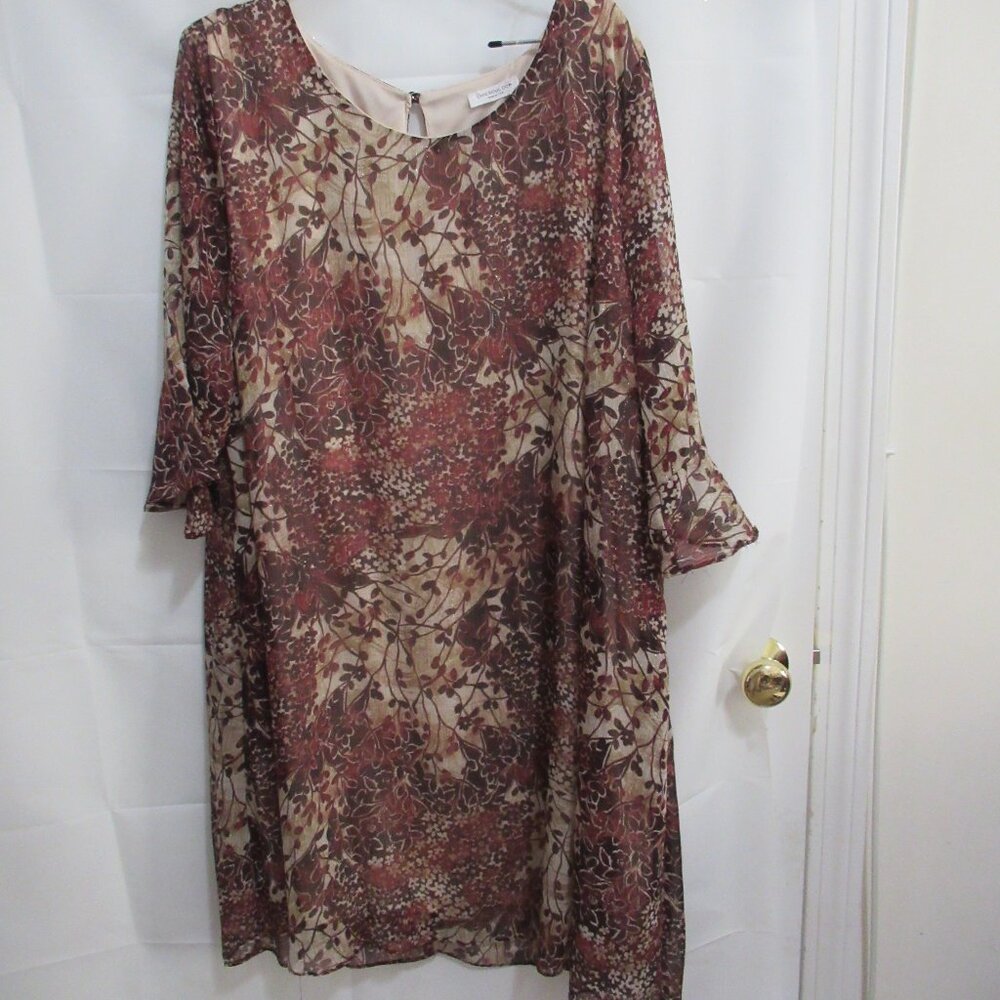 Chic Soul floral autumn bell sleeve dress sheer plus 3x boho shift dress